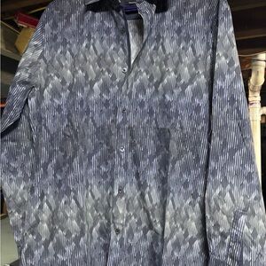 Bugatchi Men's Black and Gray Geometric Shirt